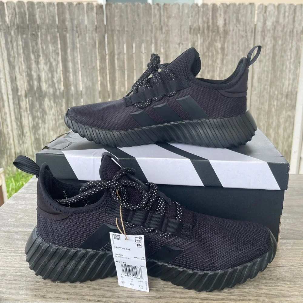 Adidas Kaptir 3.0 Running Shoes Mens 10.5 Black IF7316 Sneakers Trainers GYM NEW